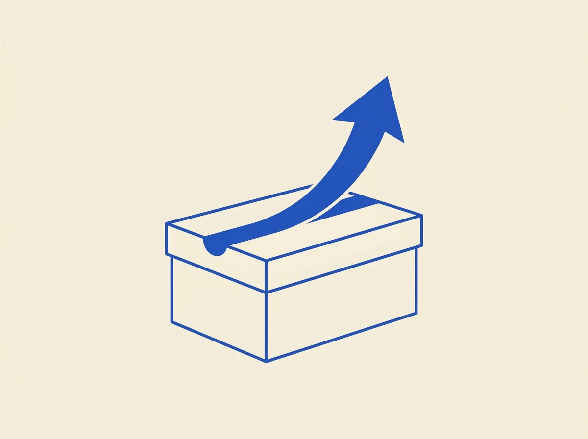 Illustrated shoebox with an upward arrow suggesting rising resale value