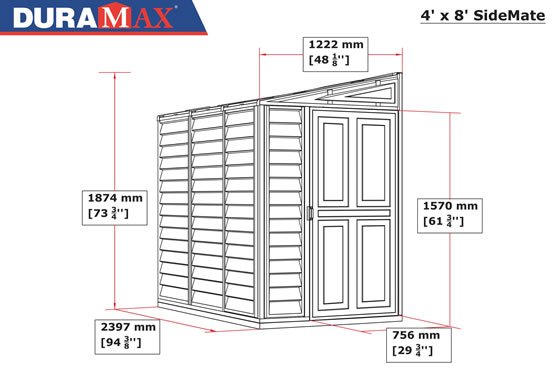 SideMate vinyl shed Measurements and Specifications